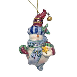 RARE Vintage 2002 Boyd’s Bear Snowman Christmas Tree Ornament Holding Baby Decor